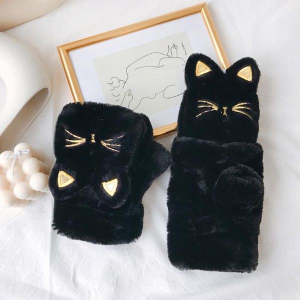 five fingers gloves fluffy women half-finger plush flip over cartoon cat warm mittens winter thicken mitten touch screen soft, Blue;gray
five fingers gloves fluffy women half-finger plush flip over cartoon cat warm mittens winter thicken mitten touch screen soft, Blue;gray