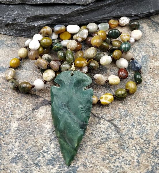 pendant necklaces natural jaspers arrow ocean stone beads knot handcraft necklace m0029, Silver
pendant necklaces natural jaspers arrow ocean stone beads knot handcraft necklace m0029, Silver