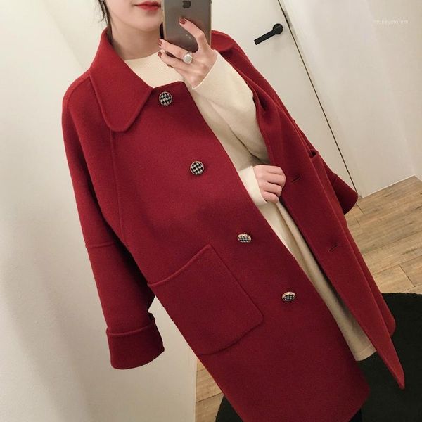 women's wool & blends autumn winter fashion thick square sleeve coat women loose single breasted woolen coat1, Black
women's wool & blends autumn winter fashion thick square sleeve coat women loose single breasted woolen coat1, Black
