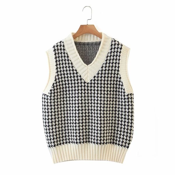 evfer women casual patchwork houndstooth za knitted vest sweaters autumn chic lady sleeveless preppy style pullover 201221, White;black
evfer women casual patchwork houndstooth za knitted vest sweaters autumn chic lady sleeveless preppy style pullover 201221, White;black