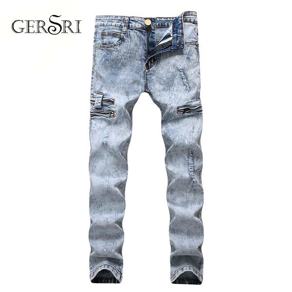 gersri men's ripped skinny distressed zipper slim fit stretch biker jeans pants washed men casual pants for male large size, Blue
gersri men's ripped skinny distressed zipper slim fit stretch biker jeans pants washed men casual pants for male large size, Blue