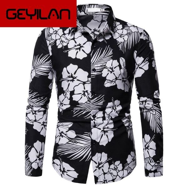 men's casual shirts fashion summer black and white flower print long-sleeved shirt 2021, White;black
men's casual shirts fashion summer black and white flower print long-sleeved shirt 2021, White;black