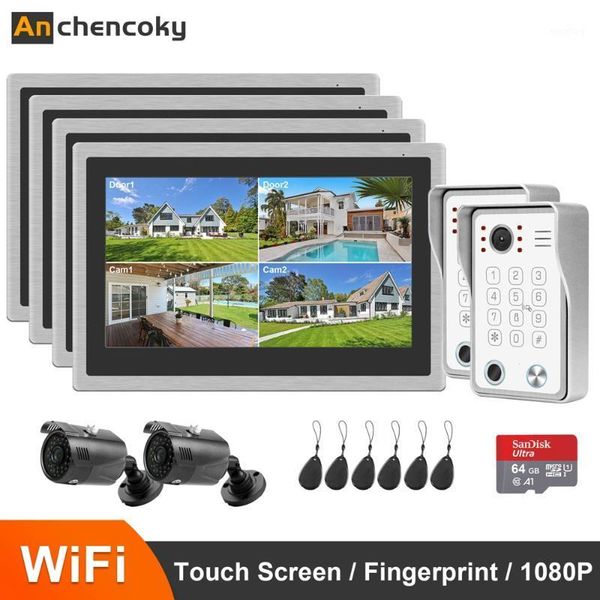 anchencoky 10 inch wifi smart ip video doorbell intercom with 4 monitors 2 door bell remote unlock record motion detection kit1
anchencoky 10 inch wifi smart ip video doorbell intercom with 4 monitors 2 door bell remote unlock record motion detection kit1