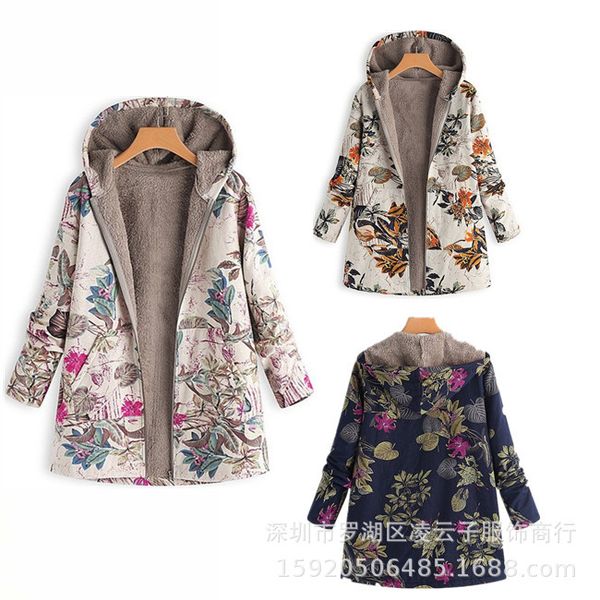 women's fashion leaves floral print fluffy fur hooded long sleeve vintage coats manteaux dames veste femme plus size s-5xl, Black
women's fashion leaves floral print fluffy fur hooded long sleeve vintage coats manteaux dames veste femme plus size s-5xl, Black