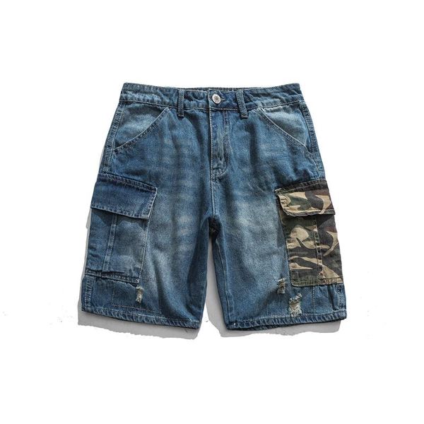 camouflage color matching jeans casual shorts polyester cotton casual shorts regular pockets knee length, Blue
camouflage color matching jeans casual shorts polyester cotton casual shorts regular pockets knee length, Blue