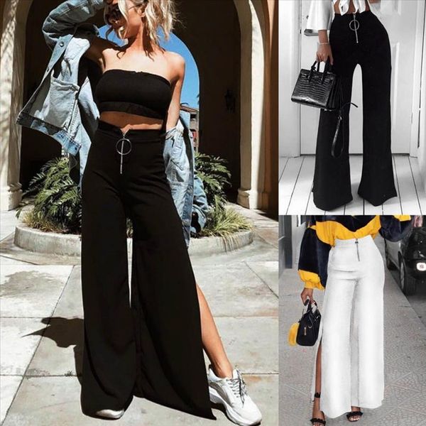 women high waist pants split wide leg pants zipper trousers female 2019 summer streetwear fashion black white women
women high waist pants split wide leg pants zipper trousers female 2019 summer streetwear fashion black white women