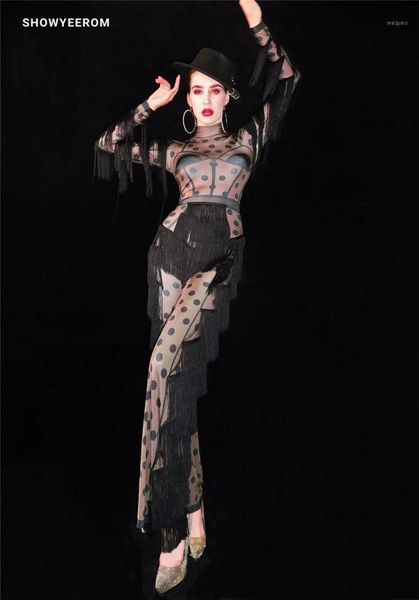 women singer dance black nude dot fringe jumpsuit women's birthday prom big leggings outfit bar stage clothes1, Black;red
women singer dance black nude dot fringe jumpsuit women's birthday prom big leggings outfit bar stage clothes1, Black;red