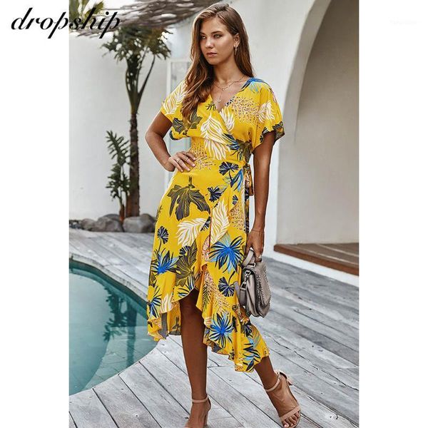 dropship maxi summer dress for womens casual long beach wrap dresses floral ruffles sundress 2020 holiday dress robe femme1, Black;gray
dropship maxi summer dress for womens casual long beach wrap dresses floral ruffles sundress 2020 holiday dress robe femme1, Black;gray
