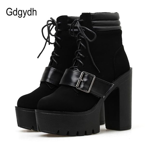 boots gdgydh spring autumn platform women lace-up chunky heel ankle strap elegant shoes flock leather black gothic wholesale
boots gdgydh spring autumn platform women lace-up chunky heel ankle strap elegant shoes flock leather black gothic wholesale