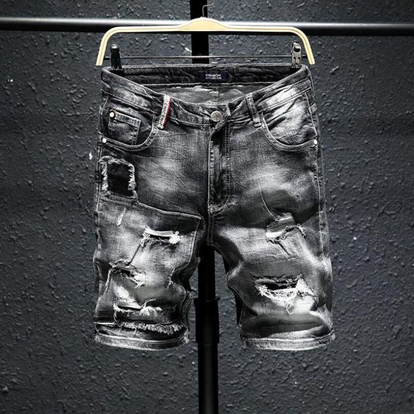 men gray denim shorts new summer holes black short jeans men cotton stretch jean shorts knee length jeans size 36, Blue
men gray denim shorts new summer holes black short jeans men cotton stretch jean shorts knee length jeans size 36, Blue