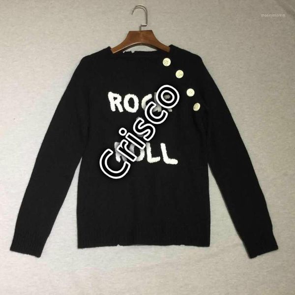 100% cashmere sweaters round neck buttos detail frayed hem front contrast letters embroidered fashionable sweater1, White;black
100% cashmere sweaters round neck buttos detail frayed hem front contrast letters embroidered fashionable sweater1, White;black