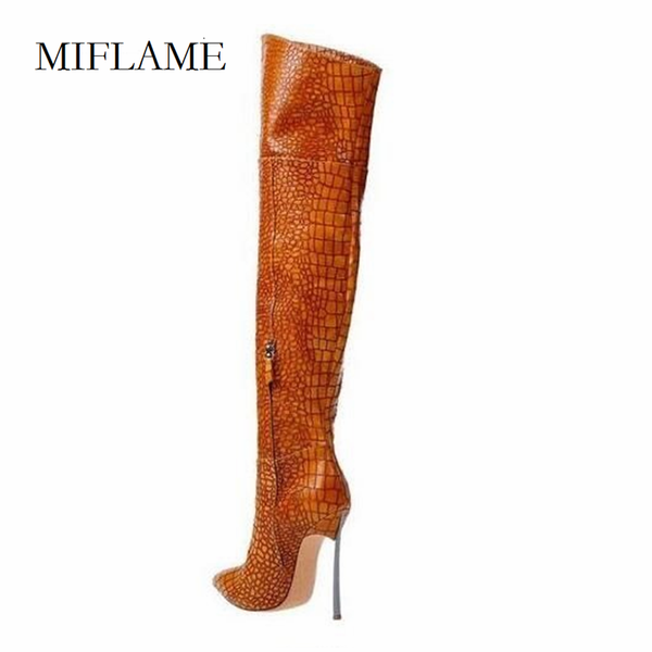 boots fashion pointed toe thin heels women snakeskin leather over the knee blade side zipper thigh high, Black
boots fashion pointed toe thin heels women snakeskin leather over the knee blade side zipper thigh high, Black