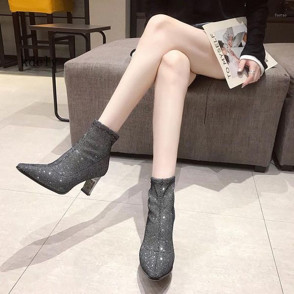 2020 women black ankle sock boots new fashion spring autumn stretch boots chunky high heels pointed toe women shoes 35-391
2020 women black ankle sock boots new fashion spring autumn stretch boots chunky high heels pointed toe women shoes 35-391