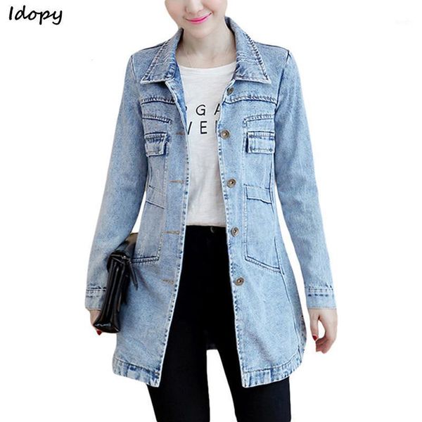 idopy womens girls fashion vintage washed long loose denim jacket hip hop windbreaker blue jean jacket coat trench for laides1, Black;white
idopy womens girls fashion vintage washed long loose denim jacket hip hop windbreaker blue jean jacket coat trench for laides1, Black;white