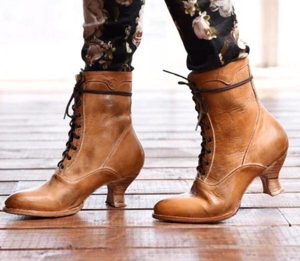 women ankle boots big size med mid heels lace up boots booties gladiator vintage pu leather round toe shoe botas mujer, Black
women ankle boots big size med mid heels lace up boots booties gladiator vintage pu leather round toe shoe botas mujer, Black
