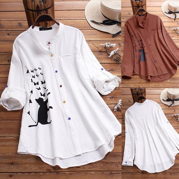womens and blouses women casual cat print long sleeve blouse colorful button shirt blouse mujer, White
womens and blouses women casual cat print long sleeve blouse colorful button shirt blouse mujer, White