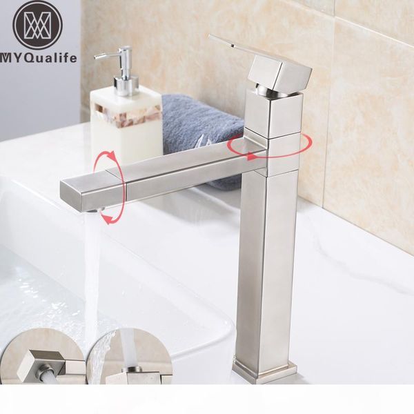 brushed nickel basin faucet swivel rotating spout bathroom kitchen mixer tap deck mounted square cold watering can
brushed nickel basin faucet swivel rotating spout bathroom kitchen mixer tap deck mounted square cold watering can