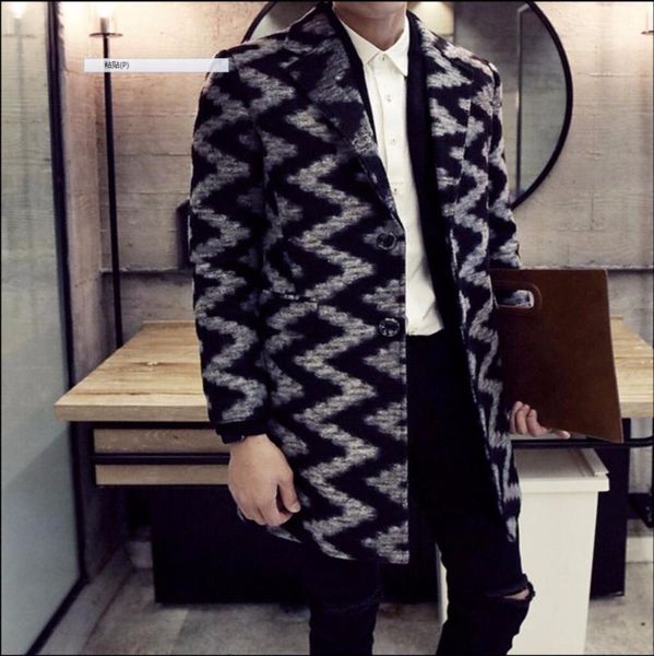 2020 autumn and winter woolen trench fashion men's clothing medium-long overcoat wave pattern long coats singer costumes1, Black
2020 autumn and winter woolen trench fashion men's clothing medium-long overcoat wave pattern long coats singer costumes1, Black