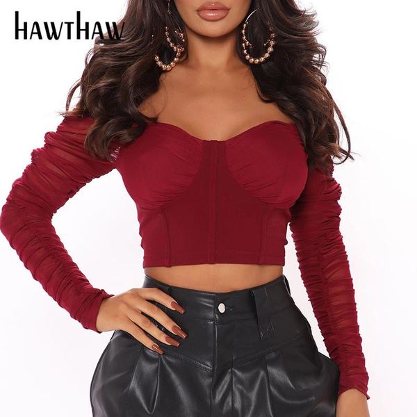 Hawthaw Women Autumn Winter Long Sleeve V Neck Mesh See Through Pleated Female Short Tops T Shirt 2020 Fall Clothes Streetwear, White
Hawthaw Women Autumn Winter Long Sleeve V Neck Mesh See Through Pleated Female Short Tops T Shirt 2020 Fall Clothes Streetwear, White