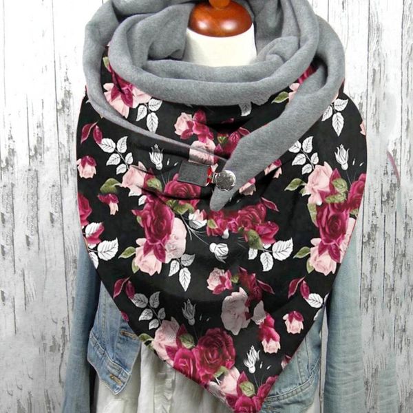 40# women's scarf winter bandana fashion winter women flowers printed button soft wrap casual warm scarves shawls pashmina lady, Black
40# women's scarf winter bandana fashion winter women flowers printed button soft wrap casual warm scarves shawls pashmina lady, Black