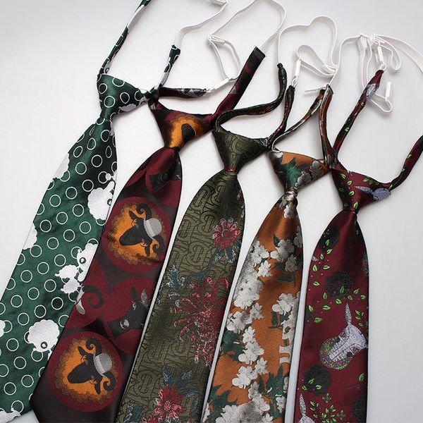 neck ties lazy neckties for men suit business floral print elastic adjustable tie party gravata polyester bridegroom cravat, Blue;purple