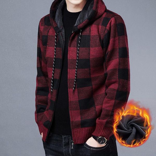 men's sweaters autumn and winter plus velvet thick hooded jacket loose sweater knitted cardigan shirt plaid tide, White;black
men's sweaters autumn and winter plus velvet thick hooded jacket loose sweater knitted cardigan shirt plaid tide, White;black