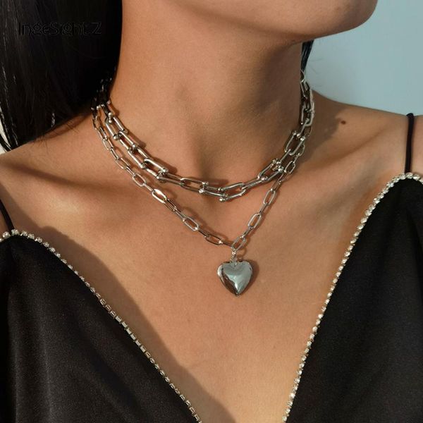 ingesight.z 2pcs/set multi layered thick link choker necklaces collar love heart pendant necklace jewelry gothic collier, Silver
ingesight.z 2pcs/set multi layered thick link choker necklaces collar love heart pendant necklace jewelry gothic collier, Silver