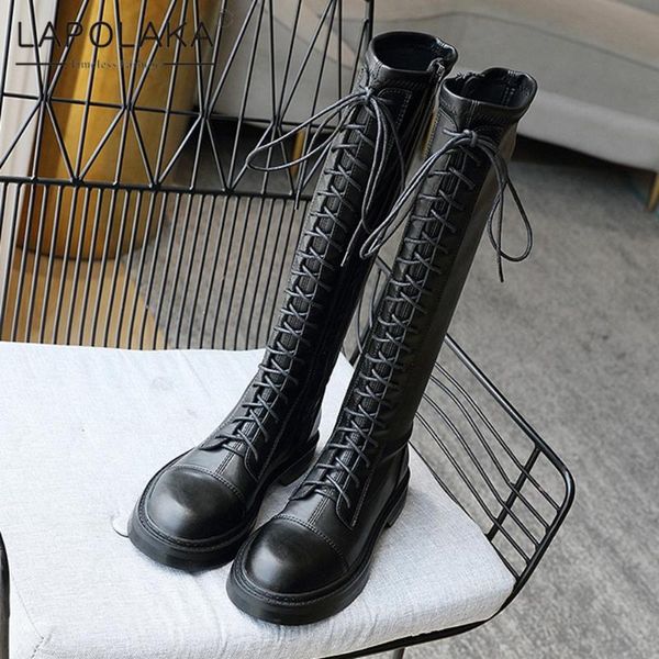 lapolaka brand new zipper equestrian boots woman shoes cross tied knee high boot comfy plat with shoes lady, Black
lapolaka brand new zipper equestrian boots woman shoes cross tied knee high boot comfy plat with shoes lady, Black