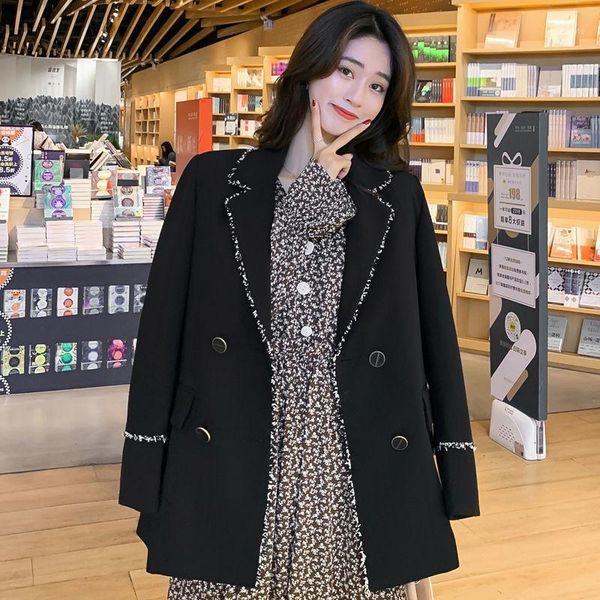2021 new autumn women fashion office wear blazer coat female double breasted long sleeve pockets outerwear chic suit jackets q861, White;black
2021 new autumn women fashion office wear blazer coat female double breasted long sleeve pockets outerwear chic suit jackets q861, White;black