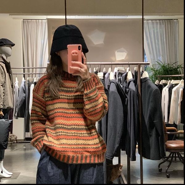 womens round neck retro long sleeved sweater student tide wear knitted sweater korean autumn winter warm striped sweater ml144, White;black
womens round neck retro long sleeved sweater student tide wear knitted sweater korean autumn winter warm striped sweater ml144, White;black