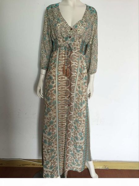 hight quality spring summer women vintage elegant deep v neck boho split hippie long maxi dress ladies chiffon floral print dress, White;black
hight quality spring summer women vintage elegant deep v neck boho split hippie long maxi dress ladies chiffon floral print dress, White;black