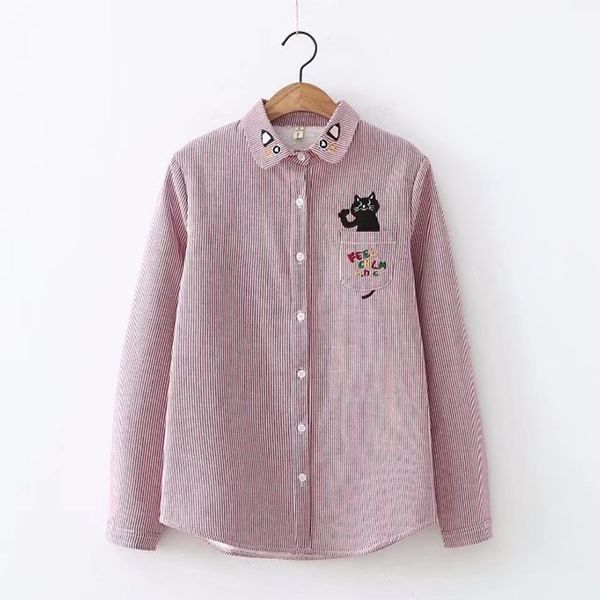 2021 new autume winter women fleece long sleeve cat embroidery v-neck thicken stripe women's shirt fashion shirts 5bbc, White
2021 new autume winter women fleece long sleeve cat embroidery v-neck thicken stripe women's shirt fashion shirts 5bbc, White