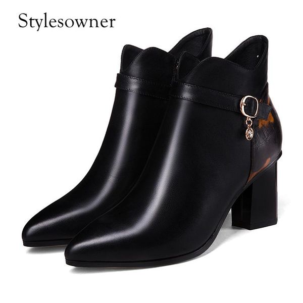boots stylesowner original brand mature real leather zipper woman ankle pointed toe thick heels with plush luxury comfort, Black
boots stylesowner original brand mature real leather zipper woman ankle pointed toe thick heels with plush luxury comfort, Black