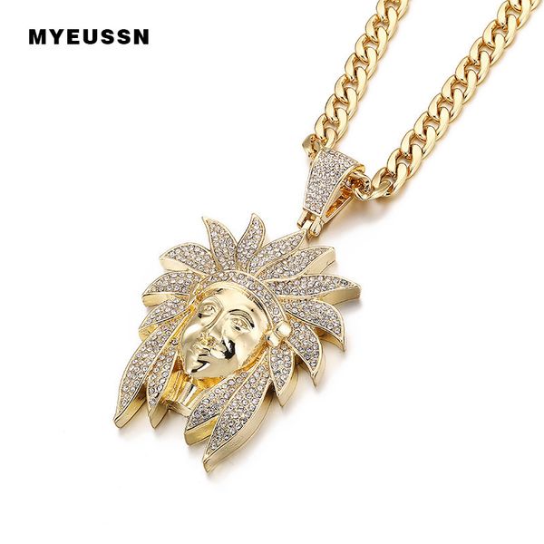 hip hop jewelry indian chief head pendant paved bling zircon gold color charm neckalce men jewelry titanium necklaces jewelry 201013, Silver
hip hop jewelry indian chief head pendant paved bling zircon gold color charm neckalce men jewelry titanium necklaces jewelry 201013, Silver