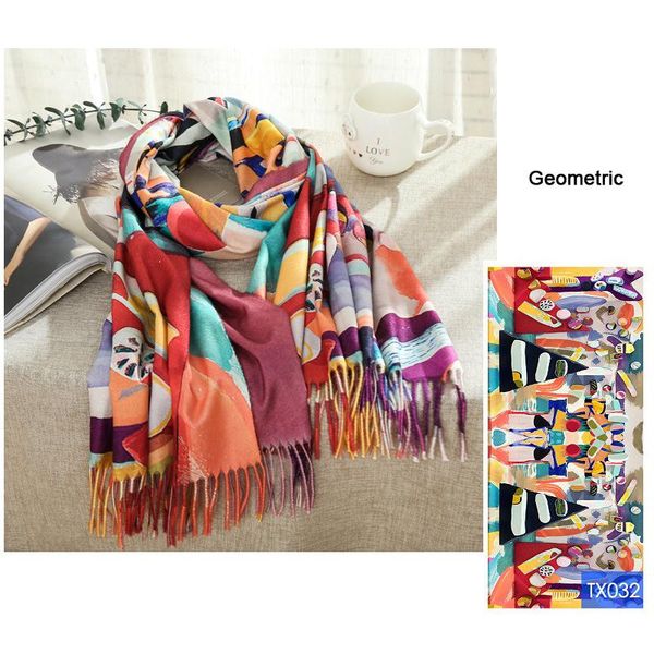 Unique Geometric Patten Women Scarf Beautiful Oil Painting Shawl Wrap for Winter Thick Tassel Scarves for Woman, Blue;gray
Unique Geometric Patten Women Scarf Beautiful Oil Painting Shawl Wrap for Winter Thick Tassel Scarves for Woman, Blue;gray