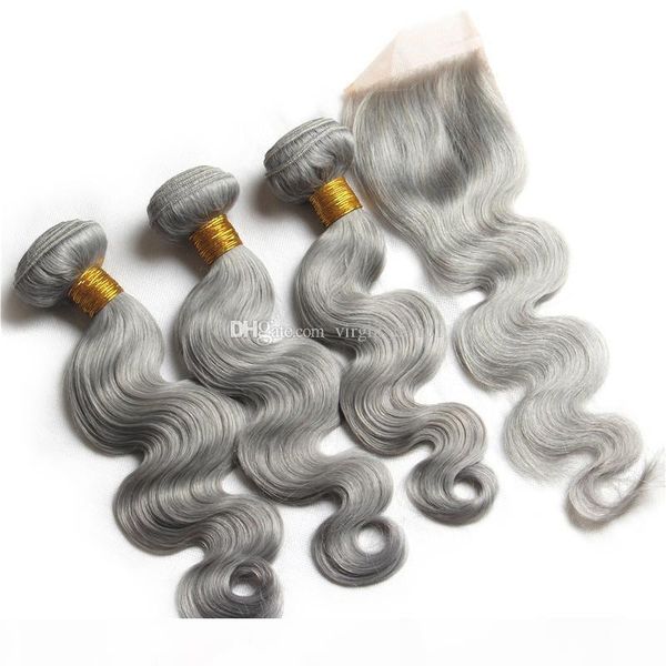 body wave virgin grey hair bundles with closure grey color body wave hair weft extension with lace closure 4x4 middle three part, Black;brown
body wave virgin grey hair bundles with closure grey color body wave hair weft extension with lace closure 4x4 middle three part, Black;brown