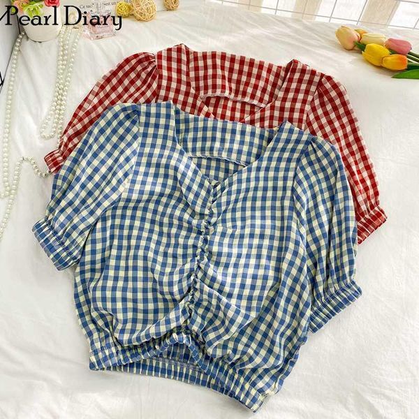 pearl diary women gingham v neck crop summer check ruched front elasticated balloon sleeve and waist vintage crop blouse1, White
pearl diary women gingham v neck crop summer check ruched front elasticated balloon sleeve and waist vintage crop blouse1, White