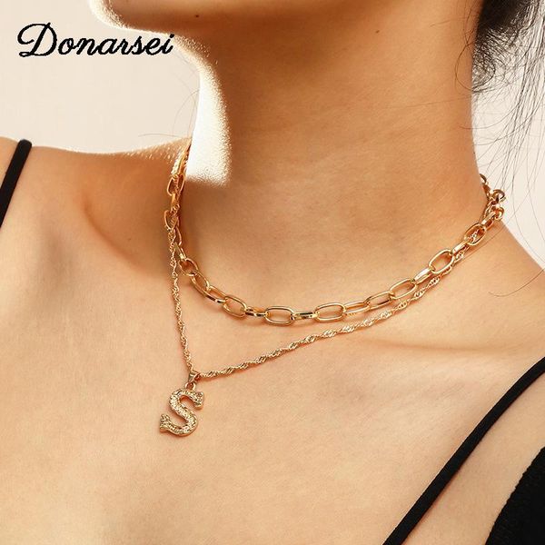 donarsei fashion double layers letter chokers necklace for women minimalist alphabet cuban link clavicle chain jewelry gift, Golden;silver
donarsei fashion double layers letter chokers necklace for women minimalist alphabet cuban link clavicle chain jewelry gift, Golden;silver