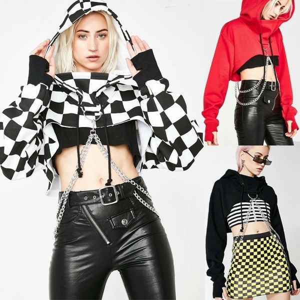 retro women hoodies gothic punk chain crop hooded pullover hoody jumper cosplay plus size casual sweatshirts y200610, Black
retro women hoodies gothic punk chain crop hooded pullover hoody jumper cosplay plus size casual sweatshirts y200610, Black