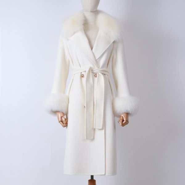 women's wool & blends collar real coat fashion cashmere winter overcoats long fur jackets, Black
women's wool & blends collar real coat fashion cashmere winter overcoats long fur jackets, Black