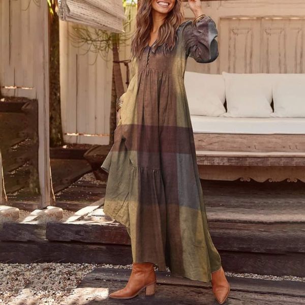 autumn long sleeve long maxi dress women'plaid dress zanzea 2020 casual summer sundress loose fashion vestidos party robe, Black;gray
autumn long sleeve long maxi dress women'plaid dress zanzea 2020 casual summer sundress loose fashion vestidos party robe, Black;gray