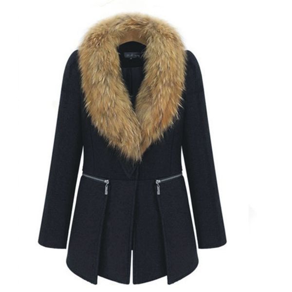 wepbel autumn winter women's wool blends fashion elegant zipper jacket slim long outerwear warm big fur woolen coat, Black
wepbel autumn winter women's wool blends fashion elegant zipper jacket slim long outerwear warm big fur woolen coat, Black