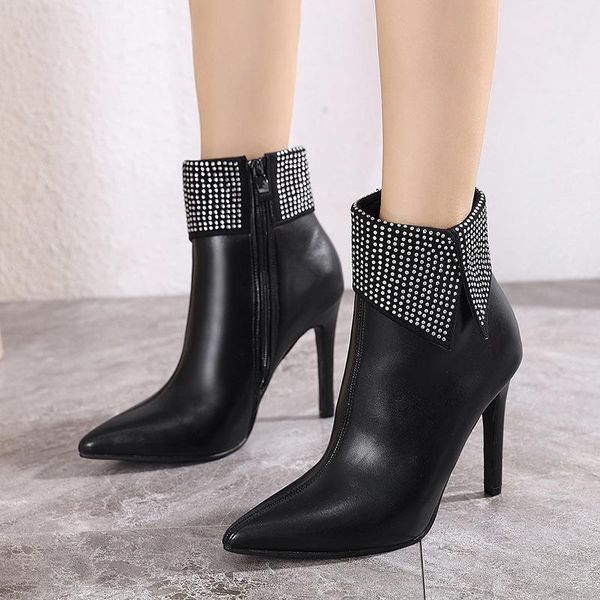 sales women's boots 2021 spring mid calf boot stiletto pointed rhinestone women's high heel booties -6038-6, Black
sales women's boots 2021 spring mid calf boot stiletto pointed rhinestone women's high heel booties -6038-6, Black