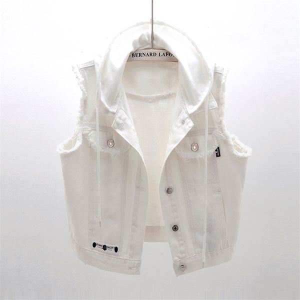 white hooded denim women's vest autumn veste femme casual short sleeveless jeans jackets coats single-breasted colete feminino 201031, Black;white
white hooded denim women's vest autumn veste femme casual short sleeveless jeans jackets coats single-breasted colete feminino 201031, Black;white