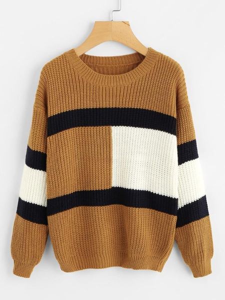 womens sweaters o-neck long sleeved loose casual patchwork comfortable sweaters pullover1, White;black
womens sweaters o-neck long sleeved loose casual patchwork comfortable sweaters pullover1, White;black