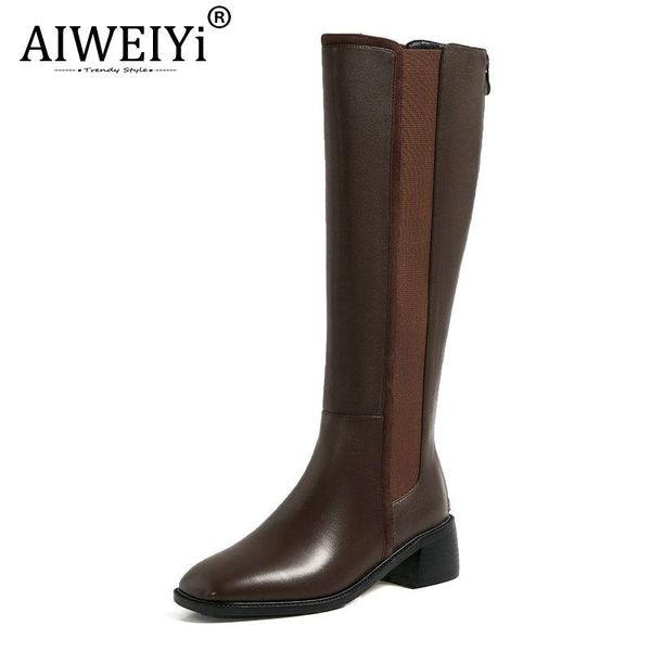 aiweiyi women genuine leather boots fashion handmade round toe retro style woman's knee high boots, Black
aiweiyi women genuine leather boots fashion handmade round toe retro style woman's knee high boots, Black