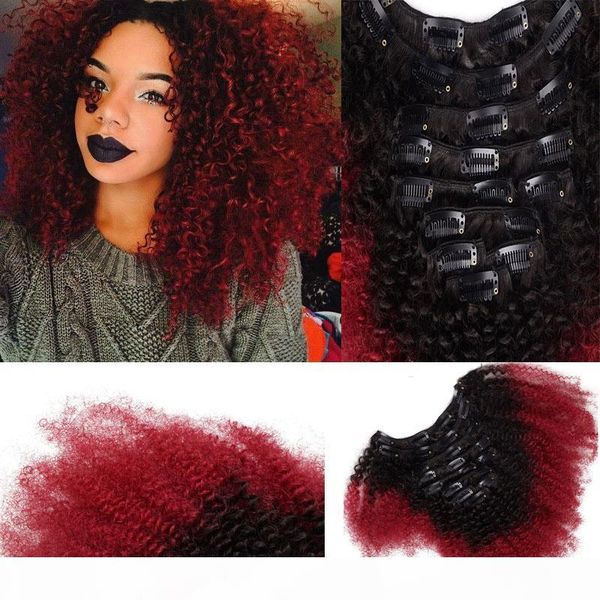 t1b red ombre clip in human hair extensions afro kinky curly for black women two tone brazilian virgin hair clip ins 100g 7pcs, Black;brown
t1b red ombre clip in human hair extensions afro kinky curly for black women two tone brazilian virgin hair clip ins 100g 7pcs, Black;brown
