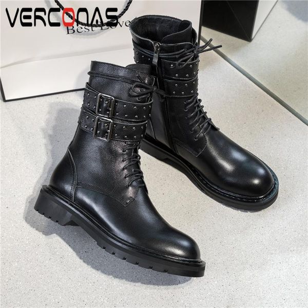 verconas women ankle boots genuine leather autumn winter rivets popular fashion buckle strap casual round toe short boots woman, Black
verconas women ankle boots genuine leather autumn winter rivets popular fashion buckle strap casual round toe short boots woman, Black
