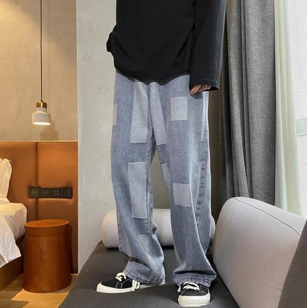 men's jeans men straight 2021 spring mens harajuku sweatpants joggers male hip hop denim trousers casual stitching color pants w1068, Blue
men's jeans men straight 2021 spring mens harajuku sweatpants joggers male hip hop denim trousers casual stitching color pants w1068, Blue