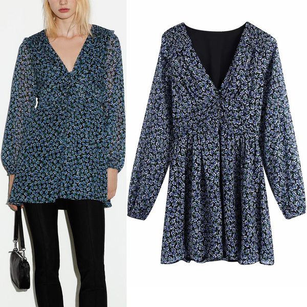 2021 new blue floral print chiffon mini women vintage wasit elastic pleated v neck long puff sleeve dresses ladies elegant dress 8gyj, Black;gray
2021 new blue floral print chiffon mini women vintage wasit elastic pleated v neck long puff sleeve dresses ladies elegant dress 8gyj, Black;gray